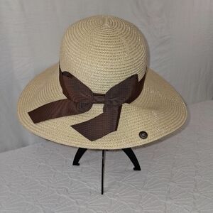 Peter Grimm Cream Hat with Brown Bow